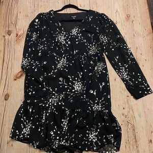 Floral Metallic Drop Waist Dress